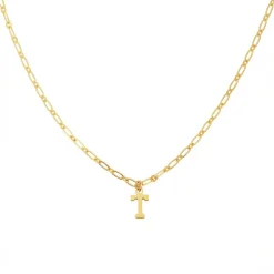 Collier Alphabet T en Laiton doré