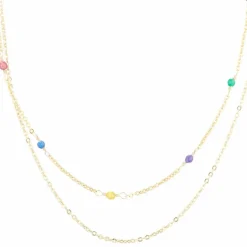 Collier Anna Agates multicolores en laiton doré