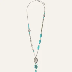 Collier Ethnic Howlite argenté