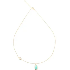 Collier Inés Quartz & Amazonite en laiton doré