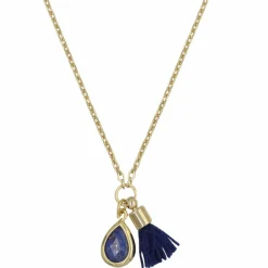 Collier Johanna Lapis bleu en laiton doré