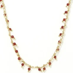 Collier Linn Agate rouge en laiton doré