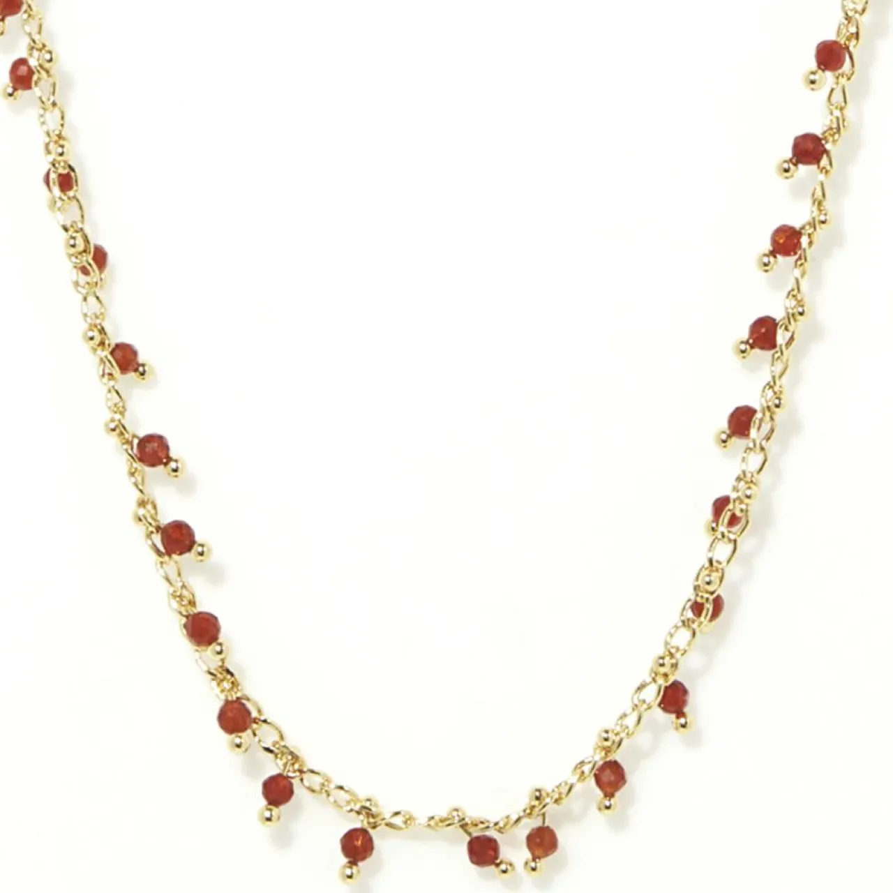 Collier Linn Agate rouge en laiton doré