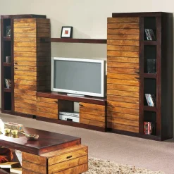 Colonne étagère bois bicolore marron - 89x41x195 cm