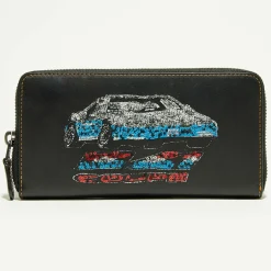 Compagnon en Cuir Accordion sequins noir - 9.9x18.9 cm