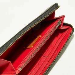 Compagnon en Cuir Accordion sequins noir - 9.9x18.9 cm