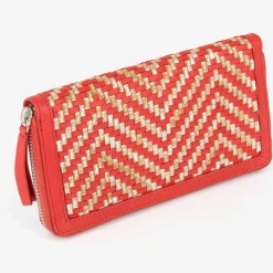 Compagnon en Cuir et Raphia Fypurse rouge - 19.5x11 cm