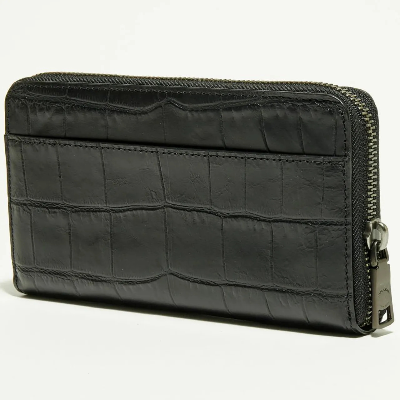 Compagnon Homme en Cuir croco Accordion noir - 9.9x18.9 cm