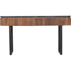 Console bois plateau marbre manguier kfir naturel ciré - 140x40x76 cm