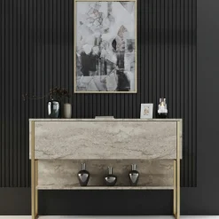 Console Luxe travertin/doré - 120x80x30 cm