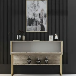 Console Luxe travertin/doré - 120x80x30 cm