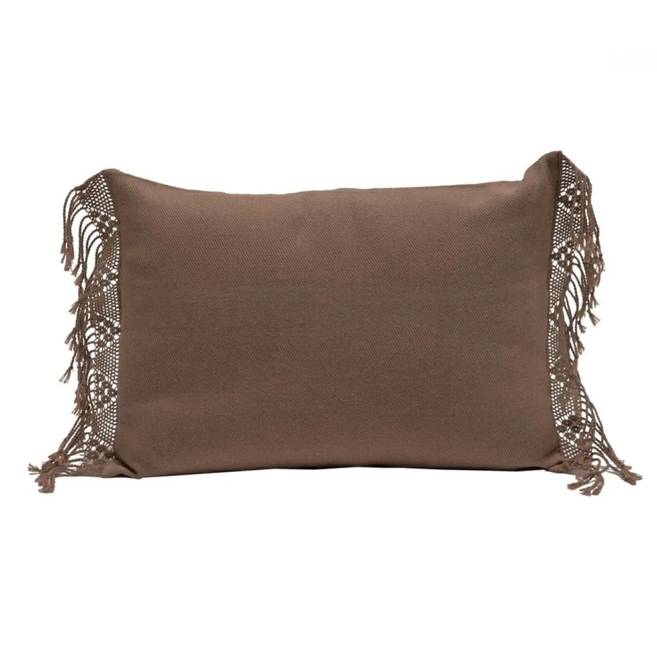 Coussin artisanal en laine & alpaga marron 40x60 cm