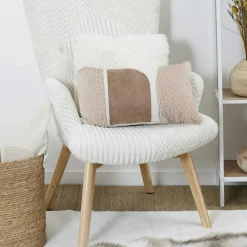 Coussin bouclette beige - 50x30 cm