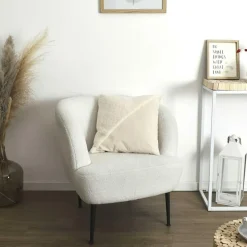 Coussin bouclette beige - 40x40 cm