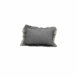 Coussin Coton en lin & coton bleu 25x40cm