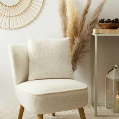 Coussin déhoussable bouclette crème - 40x10x40 cm