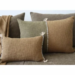 Coussin en coton flammé bronze 25x40cm