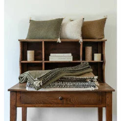 Coussin en coton flammé vert 25x40cm