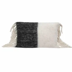 Coussin en laine bicolore blanc/noir 40x60cm