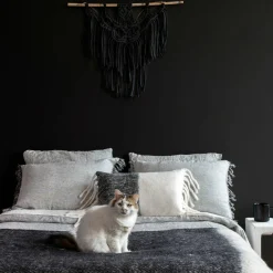 Coussin en laine bicolore blanc/noir 40x60cm