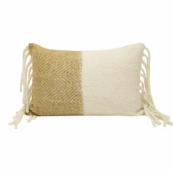 Coussin en laine bicolore beige 40x60cm