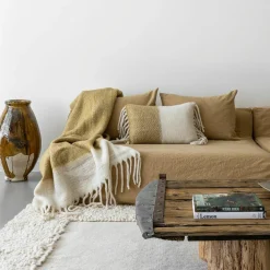 Coussin en laine bicolore beige 40x60cm