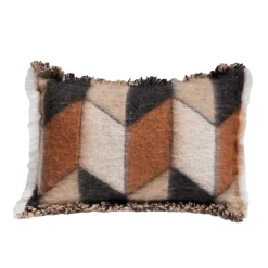 Coussin en laine motif 70s marron 40x60cm