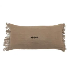 Coussin en lin à chevrons marron 30x60cm