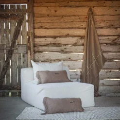 Coussin en lin à chevrons marron 30x60cm