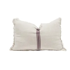 Coussin en lin & coton chevron blanc/violet 40x60cm