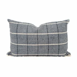 Coussin en lin et coton bleu 40x60cm