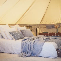 Coussin en lin et coton bleu 40x60cm