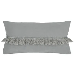 Coussin en lin frangé gris 30x60cm