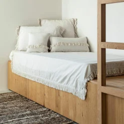 Coussin en lin frangé plume 30x60cm