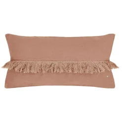 Coussin en lin frangé rose 30x60cm