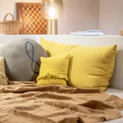 Coussin en lin jaune 55x110cm