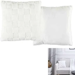 Coussin flanelle damier blanc - 40x40 cm