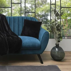 Coussin imitation fourrure Opulence noir - 40x6x40 cm