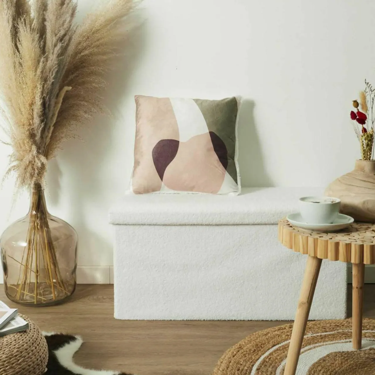 Coussin Sherpa imprimé multicolore - 40x40 cm