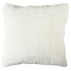 Coussin Sherpa motif tressé blanc - 40x40 cm