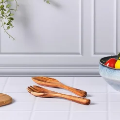 Couverts à salade en bois d'acacia SKOV marron