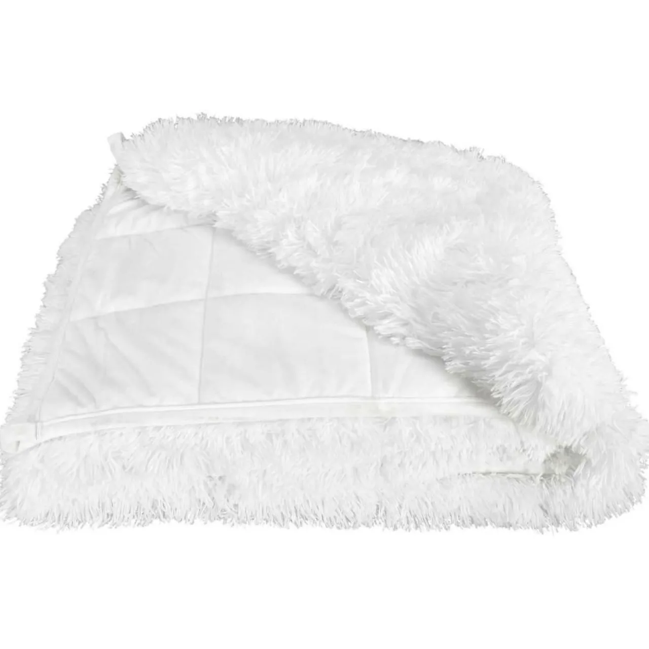 Couverture pondérée fausse fourrure blanche - 153x0x203 cm