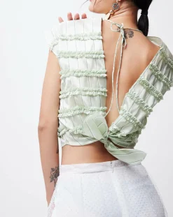 Crop-Top en Coton & Soie Alice vert clair