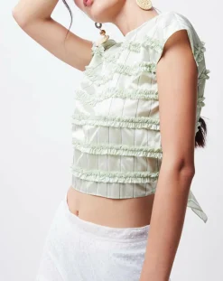 Crop-Top en Coton & Soie Alice vert clair