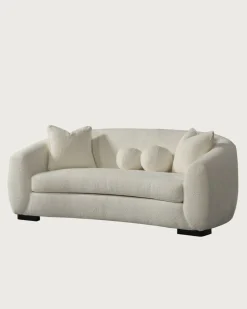 Curve - Canapé arrondi 3 places en tissu bouclé cream