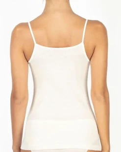 Débardeur bord satin en Laine & Soie ivoire