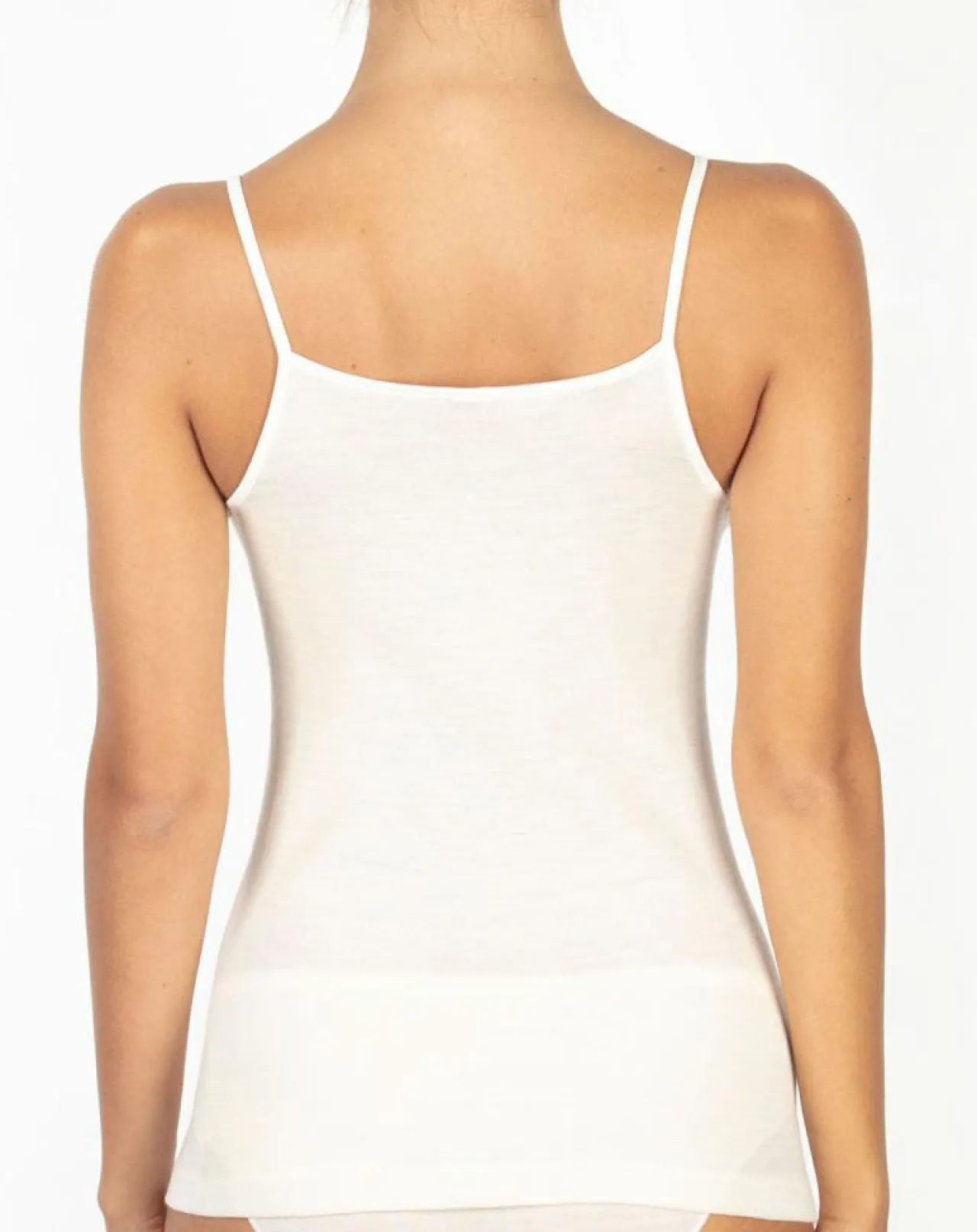 Débardeur bord satin en Laine & Soie ivoire