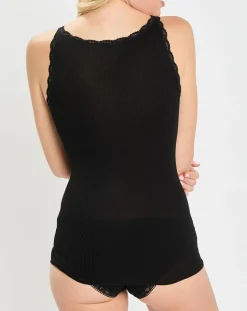 Débardeur bretelles fines contours dentelle noir