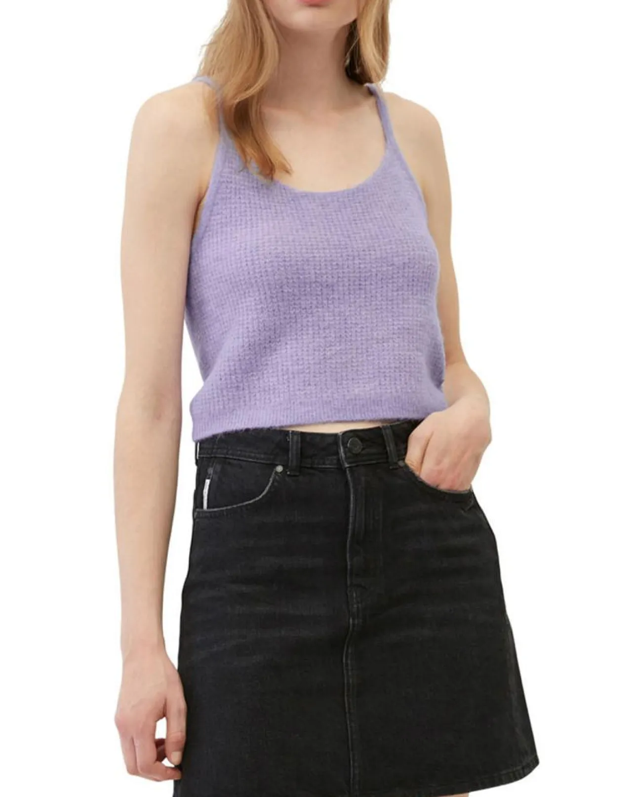 Débardeur en Alpaga & Laine mélangés cropped violet clair