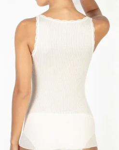 Débardeur fines bretelles en Laine mélangée ivoire